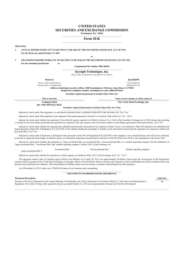 Thumbnail Keysight 10-K Annual Report 2015