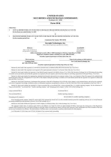 Thumbnail Keysight 10-K Annual Report 2018