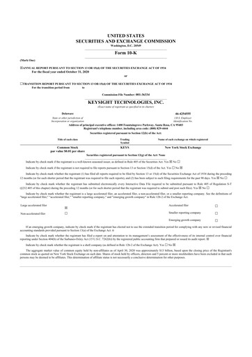 Thumbnail Keysight 10-K Annual Report 2020