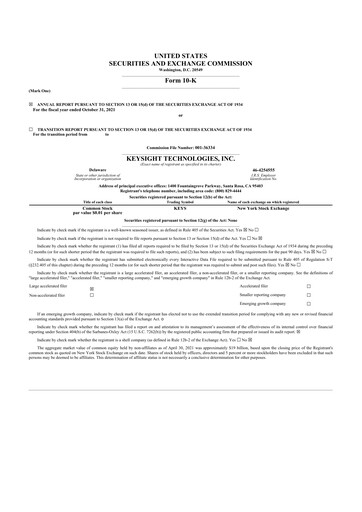 Thumbnail Keysight 10-K Annual Report 2021