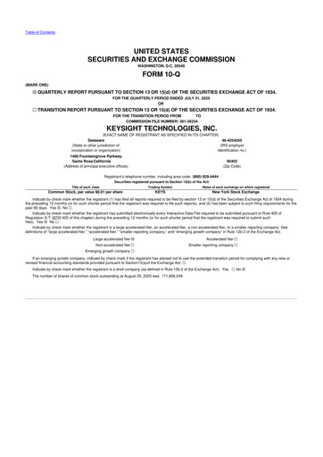Thumbnail Keysight 10-Q Quarterly Report FY2025 