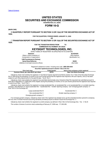 Thumbnail Keysight 10-Q Quarterly Report FY2026 