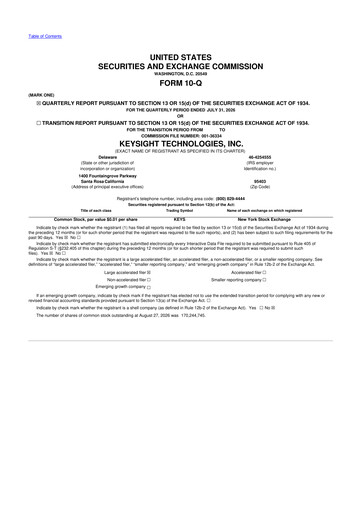 Thumbnail Keysight 10-Q Quarterly Report FY2026 