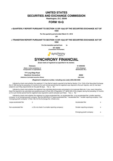Thumbnail Synchrony Financial 10-Q Quarterly Report FY2018 