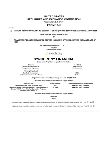 Thumbnail Synchrony Financial 10-K Annual Report 2019