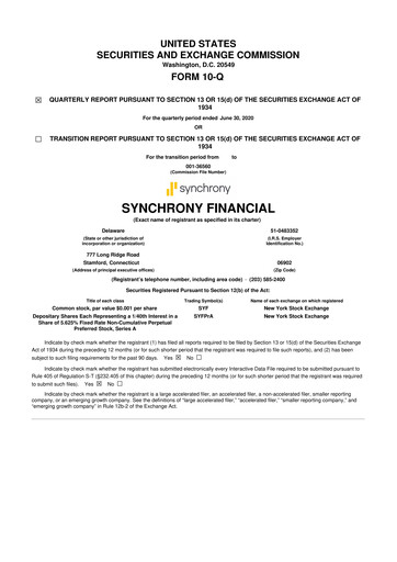 Thumbnail Synchrony Financial 10-Q Quarterly Report FY2020 