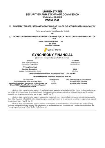 Thumbnail Synchrony Financial 10-Q Quarterly Report FY2020 