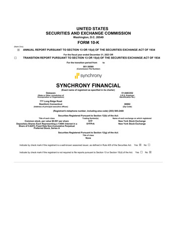 Thumbnail Synchrony Financial 10-K Annual Report 