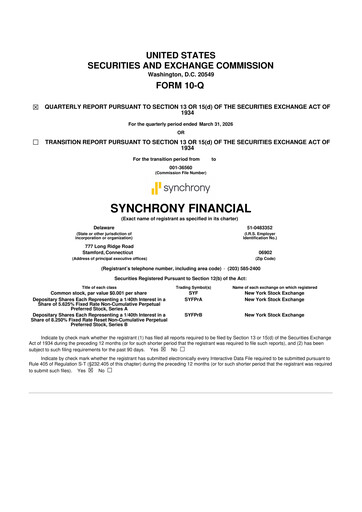 Thumbnail Synchrony Financial 10-Q Quarterly Report FY 