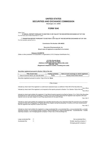 Thumbnail Recursion Pharmaceuticals 10-K Annual Report 2021