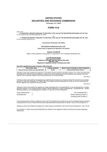 Thumbnail Recursion Pharmaceuticals 10-Q Quarterly Report FY2024 