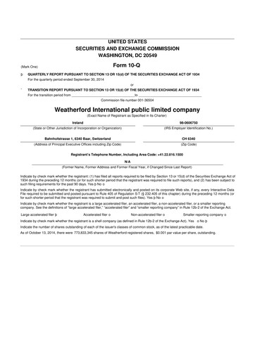 Thumbnail Weatherford International 10-Q Quarterly Report FY2014 
