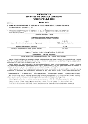 Thumbnail Weatherford International 10-Q Quarterly Report FY2017 