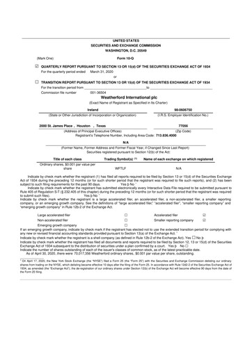 Thumbnail Weatherford International 10-Q Quarterly Report FY2020 
