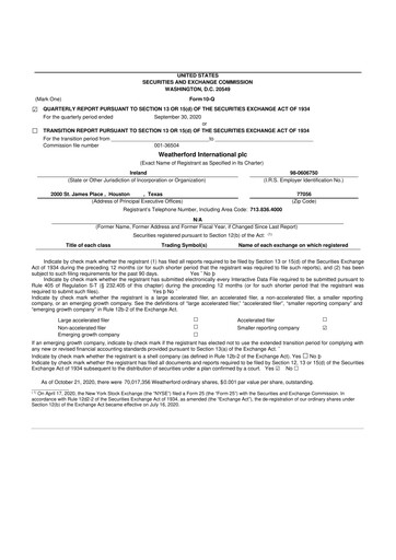 Thumbnail Weatherford International 10-Q Quarterly Report FY2020 