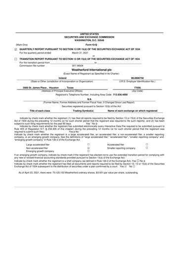 Thumbnail Weatherford International 10-Q Quarterly Report FY2021 