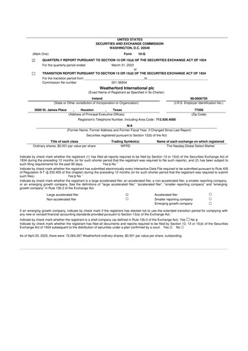 Thumbnail Weatherford International 10-Q Quarterly Report FY2023 