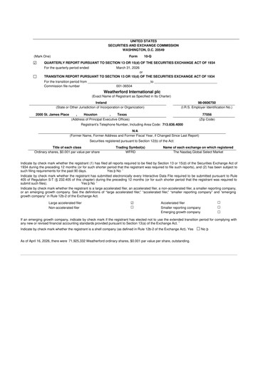 Thumbnail Weatherford International 10-Q Quarterly Report FY 