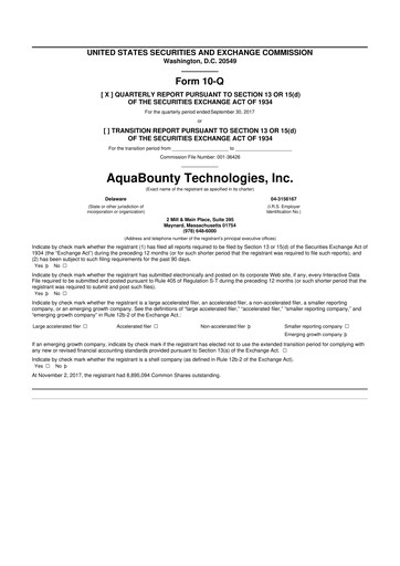 Thumbnail AquaBounty Technologies 10-Q Quarterly Report FY2017 