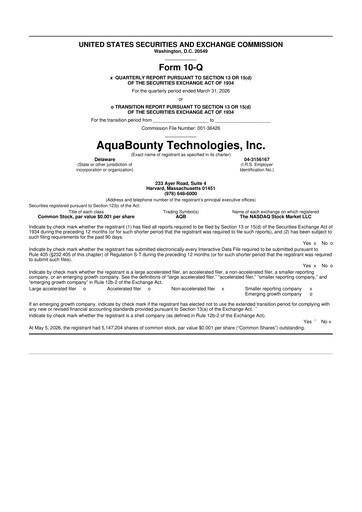 Thumbnail AquaBounty Technologies 10-Q Quarterly Report FY2026 