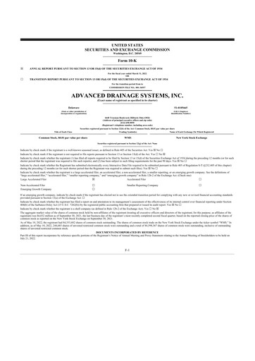 Vorschaubild Advanced Drainage Systems
 10-K Jahresbericht 2022