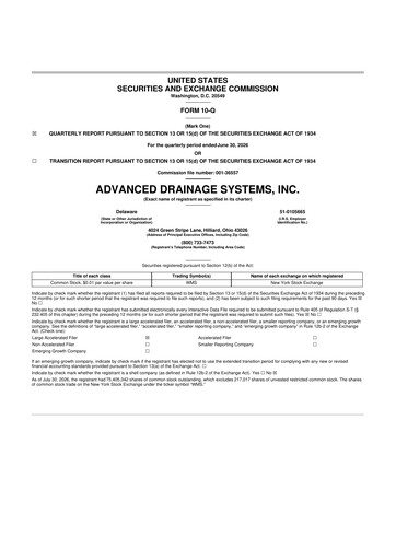 Thumbnail Advanced Drainage Systems
 10-Q Quarterly Report FY2027 