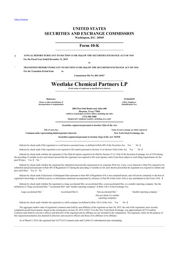 Thumbnail Westlake Chemical Partners 10-K Annual Report 2015