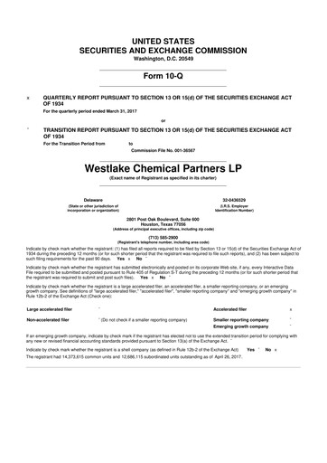 Thumbnail Westlake Chemical Partners 10-Q Quarterly Report FY2017 