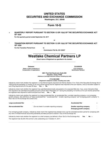Thumbnail Westlake Chemical Partners 10-Q Quarterly Report FY2017 
