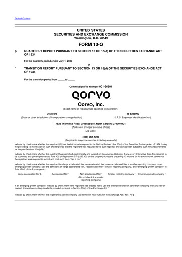 Thumbnail Qorvo
 10-Q Quarterly Report FY2018 