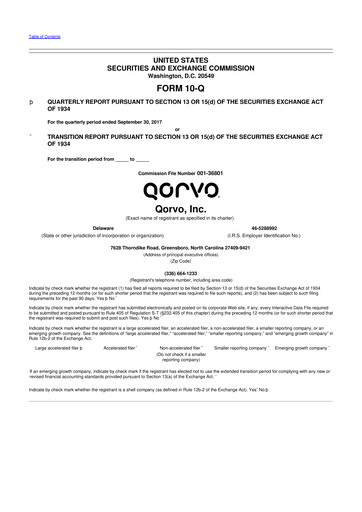 Thumbnail Qorvo
 10-Q Quarterly Report FY2018 