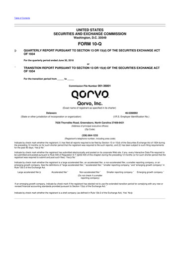 Thumbnail Qorvo
 10-Q Quarterly Report FY2019 
