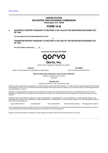 Thumbnail Qorvo
 10-Q Quarterly Report FY2019 