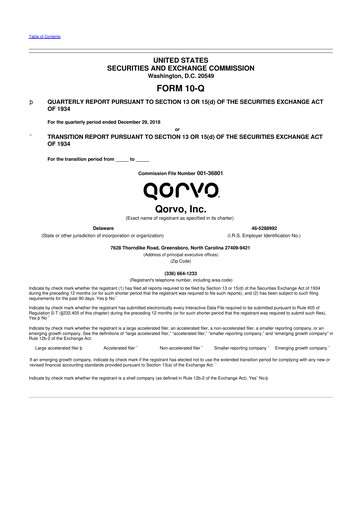 Thumbnail Qorvo
 10-Q Quarterly Report FY2019 