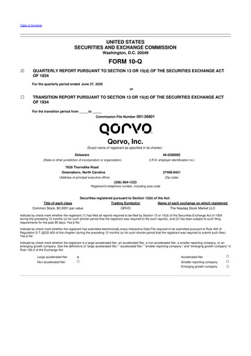 Thumbnail Qorvo
 10-Q Quarterly Report FY2021 