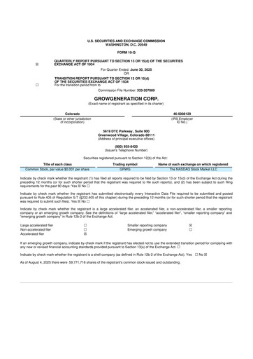 Thumbnail GrowGeneration
 10-Q Quarterly Report FY 