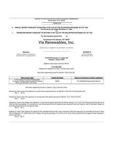 Miniature Via Renewables 10-K Rapport annuel 2025