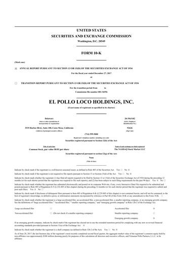 Miniature El Pollo Loco
 10-K Rapport annuel 2017