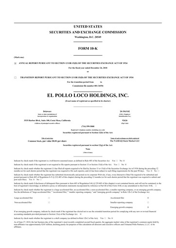 Miniature El Pollo Loco
 10-K Rapport annuel 2018