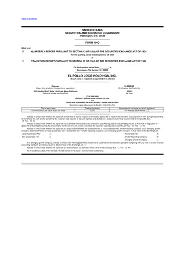 Vorschaubild El Pollo Loco
 10-Q Quartalsbericht 2020 