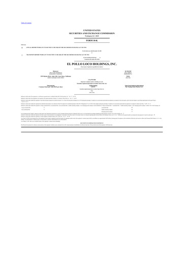 Miniature El Pollo Loco
 10-K Rapport annuel 2020