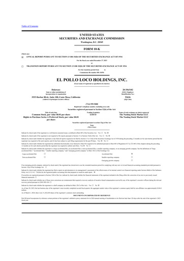 Miniature El Pollo Loco
 10-K Rapport annuel 2023