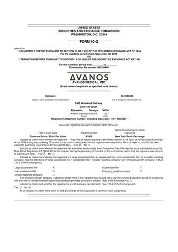 Thumbnail Avanos Medical
 10-Q Quarterly Report FY2019 