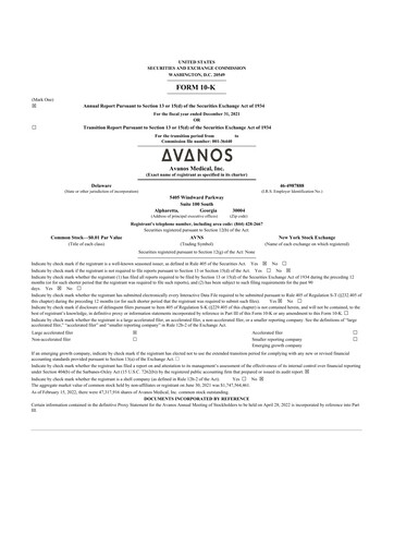 Thumbnail Avanos Medical
 10-K Annual Report 2021