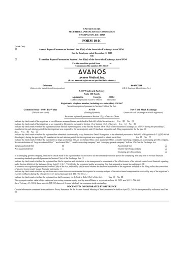 Thumbnail Avanos Medical
 10-K Annual Report 2023