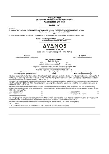 Thumbnail Avanos Medical
 10-Q Quarterly Report FY2024 