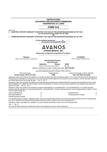 Thumbnail Avanos Medical
 10-Q Quarterly Report FY2025 