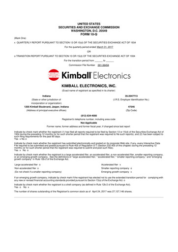 Thumbnail Kimball Electronics 10-Q Quarterly Report FY2017 