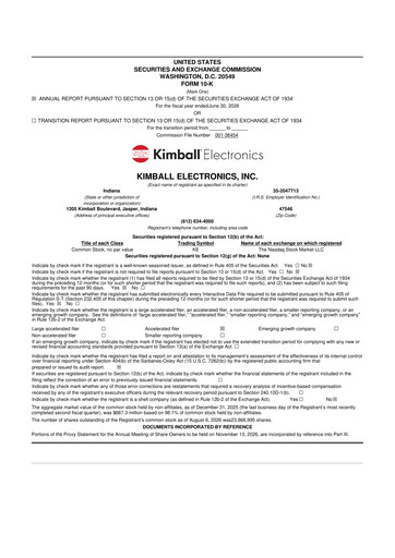Miniature Kimball Electronics 10-K Rapport annuel 2026