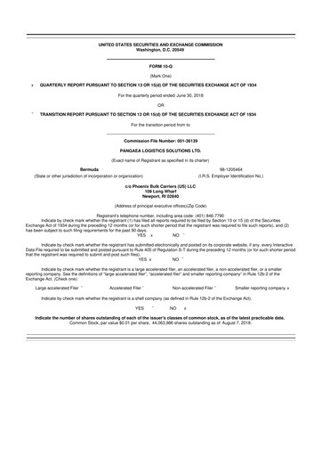 Thumbnail Pangaea Logistics Solutions 10-Q Quarterly Report FY2018 